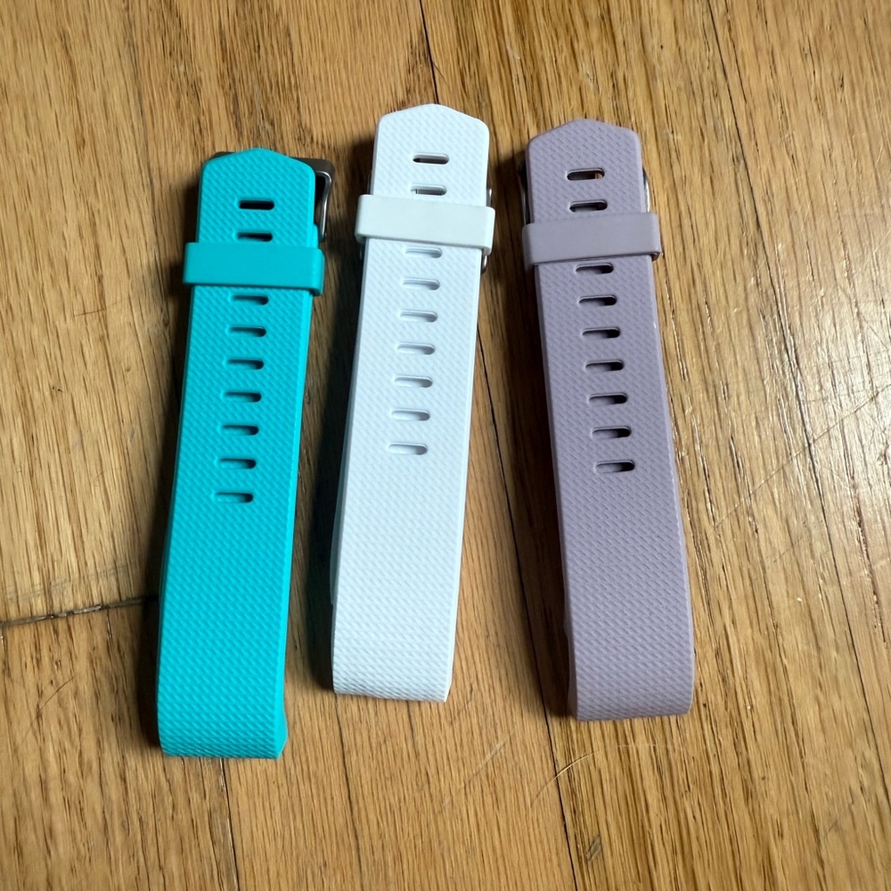 Set of Three Silicone Watch Bands - Teal, White, Lavender